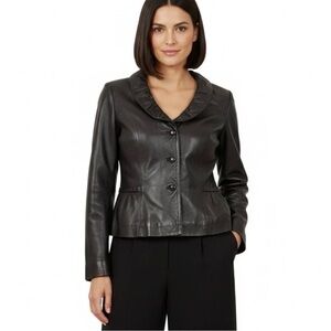 Tribal Womens Brown Leather Jacket Sz 10 Genuine Leather Old Money Preppy